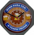 Relógio de Parede Oitavado Anti-Horário p/Bares (dois canecos) azul 24 cm